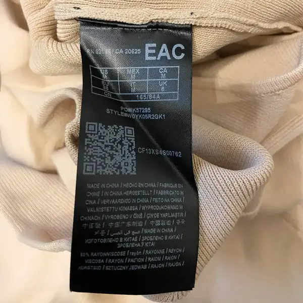 Guess Beige Ribbed Knit Square Neck Midi Dress