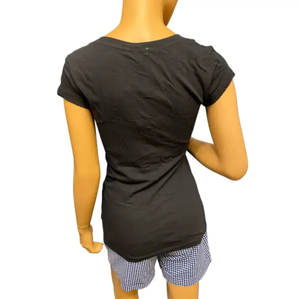 GUESS Love Guess Forever Logo Graphic V Neck Tee Black