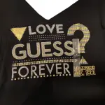 GUESS Love Guess Forever Logo Graphic V Neck Tee Black