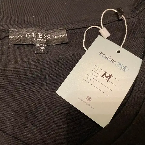 Guess Estella Sequin Palm Leaf T Shirt Black Green V Neck