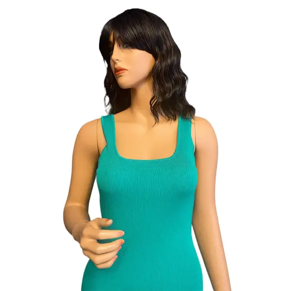 Guess Ribbed Knit Square Neck Bodycon Midi Dress