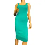 Guess Ribbed Knit Square Neck Bodycon Midi Dress