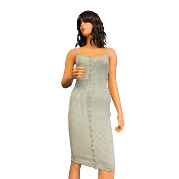 Guess Kandy Ribbed Button Front Bodycon Midi Dress