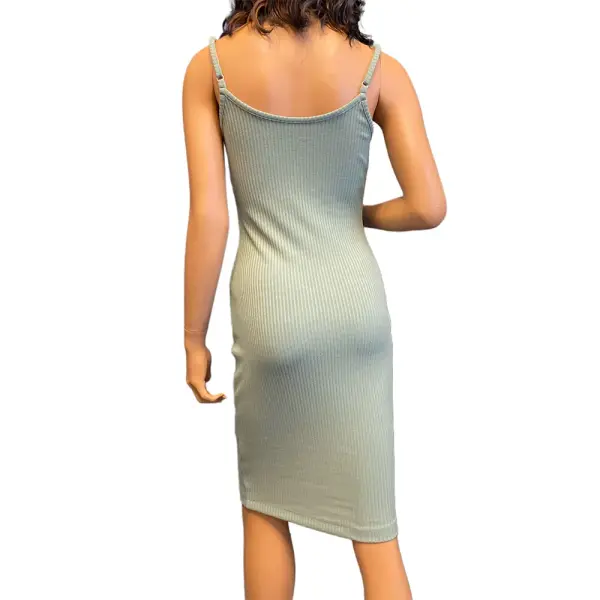 Guess Kandy Ribbed Button Front Bodycon Midi Dress