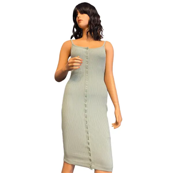 Guess Kandy Ribbed Button Front Bodycon Midi Dress