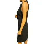 Halston Black Sleeveless Cowl Drape Satin Crepe Dress
