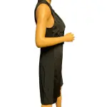 Halston Black Sleeveless Cowl Drape Satin Crepe Dress