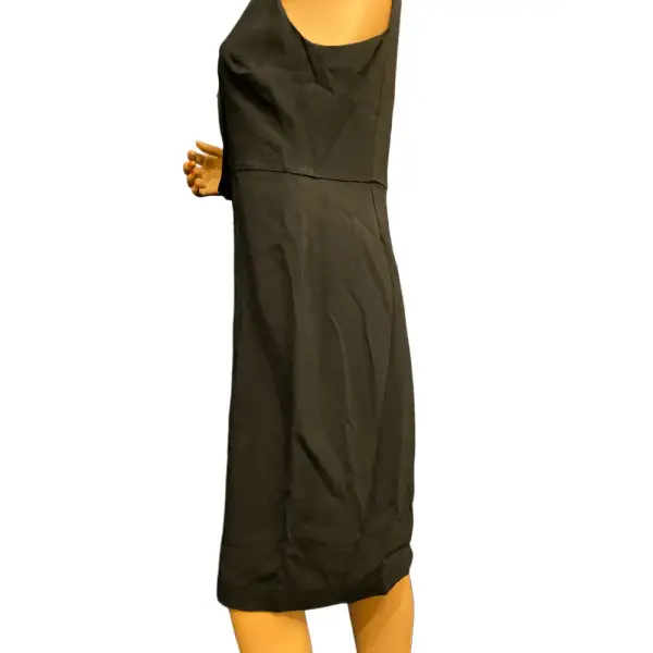 Halston Black Sleeveless Cowl Drape Satin Crepe Dress
