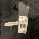 Halston Black Sleeveless Cowl Drape Satin Crepe Dress