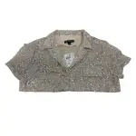 INC International Concepts Sequin Collar Top Silver Champagne