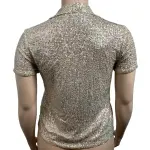 INC International Concepts Sequin Collar Top Silver Champagne