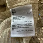 INC International Concepts Sequin Collar Top Silver Champagne