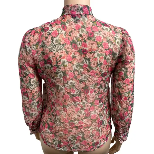 INC International Concepts Floral Tie Neck Blouse Pink Size XL