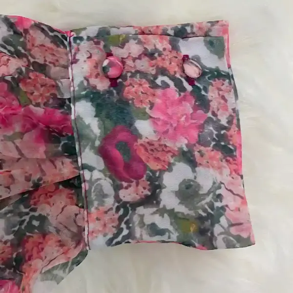 INC International Concepts Floral Tie Neck Blouse Pink Size XL