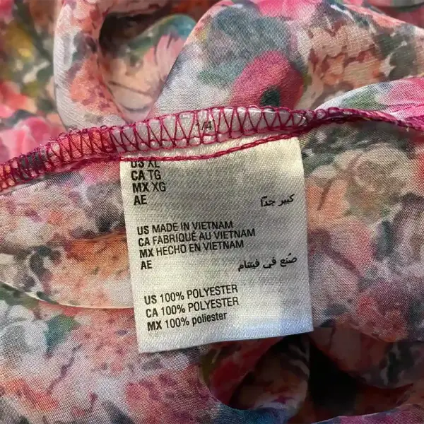 INC International Concepts Floral Tie Neck Blouse Pink Size XL