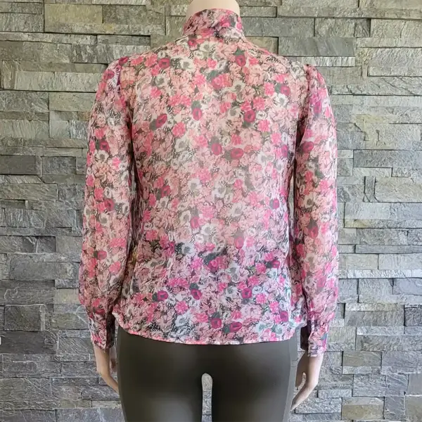 INC International Concepts Floral Tie Neck Blouse Pink Size Medium