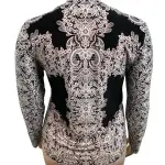 INC International Concepts Lace Print Blouse Black White