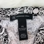 INC International Concepts Lace Print Blouse Black White