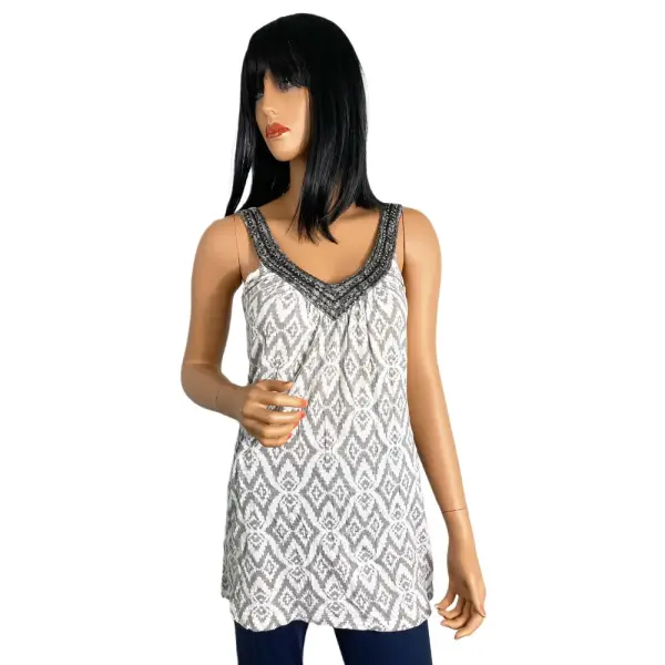 INC International Concepts Beaded V-Neck Tank Top