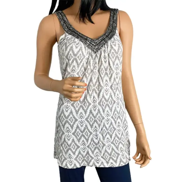 INC International Concepts Beaded V-Neck Tank Top