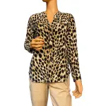 INC International Concepts Leopard Print Zip Detail Blouse