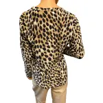 INC International Concepts Leopard Print Zip Detail Blouse