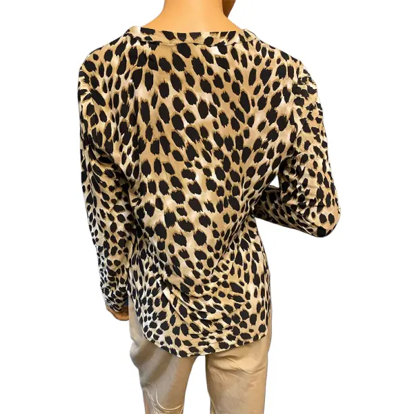 INC International Concepts Leopard Print Zip Detail Blouse