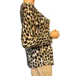 INC International Concepts Leopard Print Zip Detail Blouse
