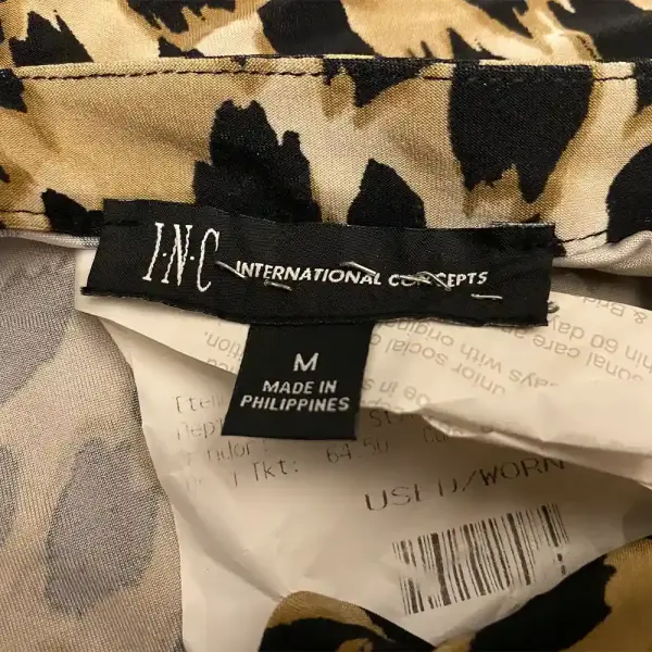 INC International Concepts Leopard Print Zip Detail Blouse