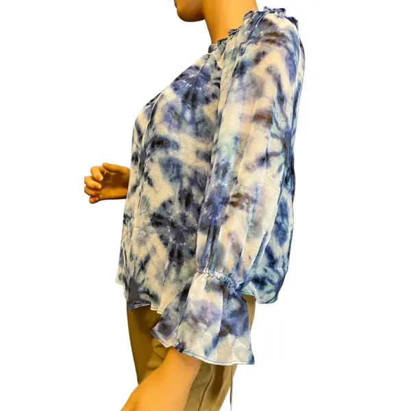 INC International Concepts Tie Dye Off Shoulder Peasant Blouse