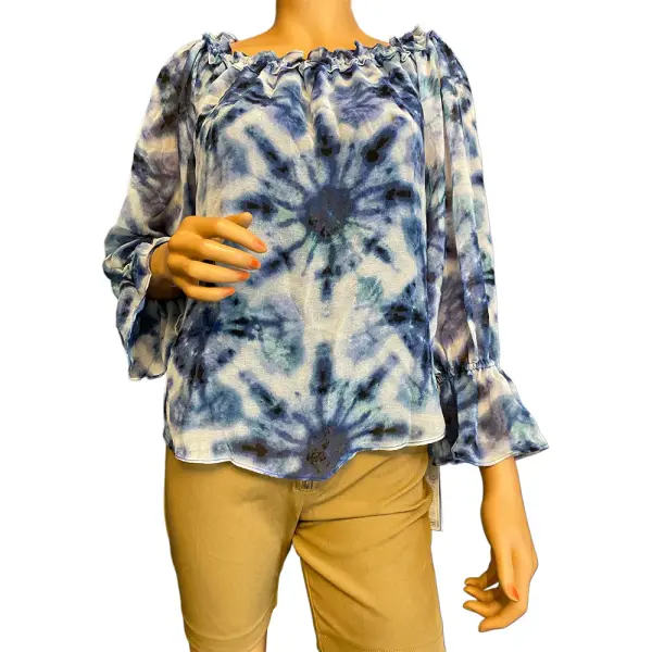 INC International Concepts Tie Dye Off Shoulder Peasant Blouse