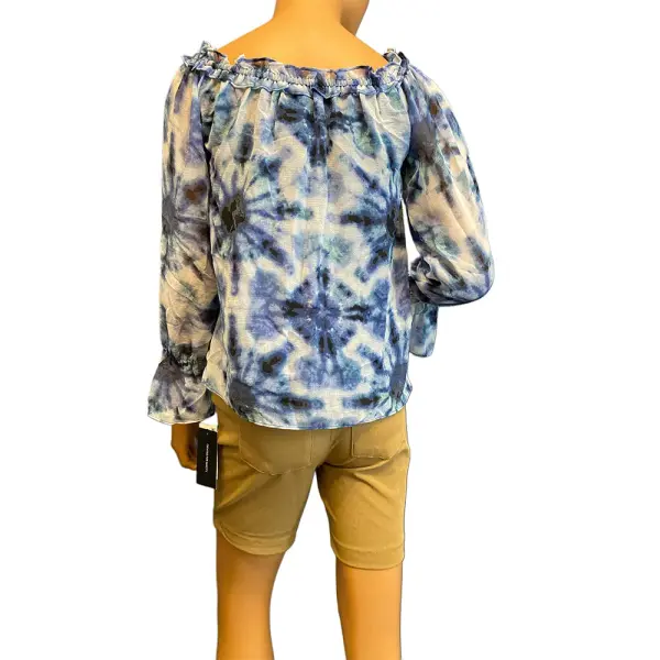 INC International Concepts Tie Dye Off Shoulder Peasant Blouse