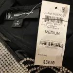 INC International Concepts Rhinestone Collar Sleeveless Top Black Size M