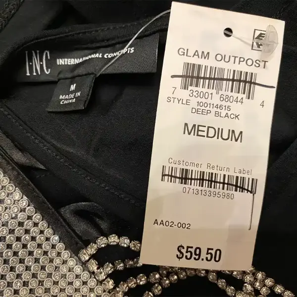 INC International Concepts Rhinestone Collar Sleeveless Top Black Size M