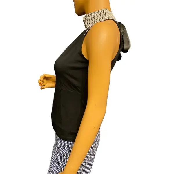 INC International Concepts Rhinestone Collar Sleeveless Top Black