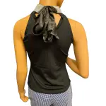 INC International Concepts Rhinestone Collar Sleeveless Top Black