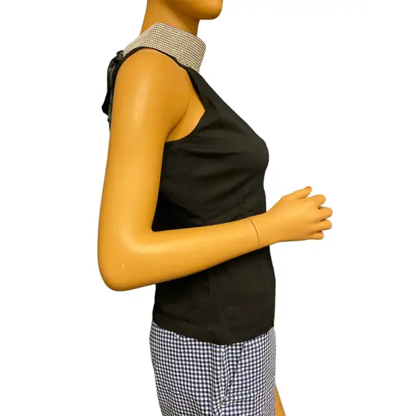 INC International Concepts Rhinestone Collar Sleeveless Top Black