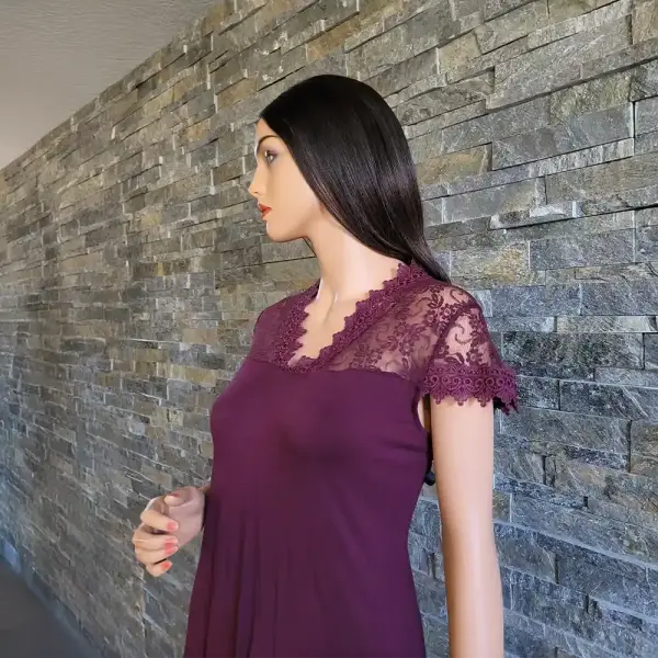 INC International Concepts Lace Trim Top V Neck Cap Sleeves