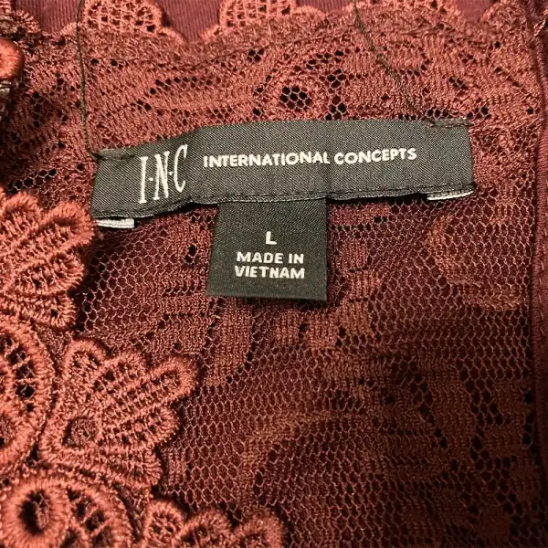 INC International Concepts Lace Trim Top V Neck Cap Sleeves