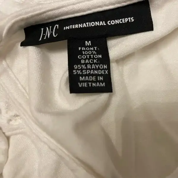 INC International Concepts Eyelet Blouse White Ruffle Long Sleeve