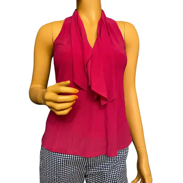 INC International Concepts Sleeveless Halter Top Tie Back Cranberry Rose