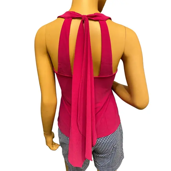 INC International Concepts Sleeveless Halter Top Tie Back Cranberry Rose