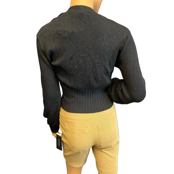 INC International Concepts Women’s Deep Black Cropped Ribbed Cardigan XS