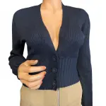 INC International Concepts Women’s Deep Black Cropped Ribbed Cardigan XS