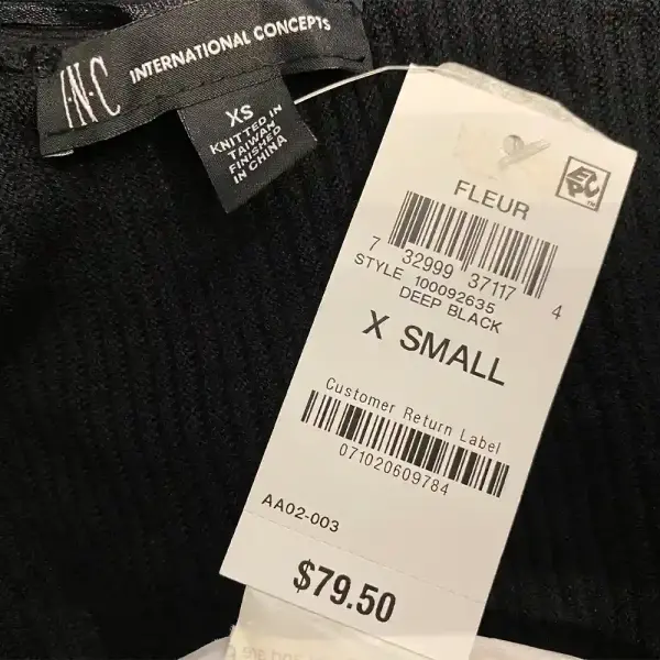 INC International Concepts Women’s Deep Black Cropped Ribbed Cardigan XS