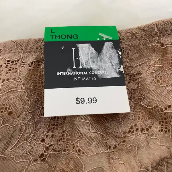 INC International Concepts Taupe Dream Large Lace Thong