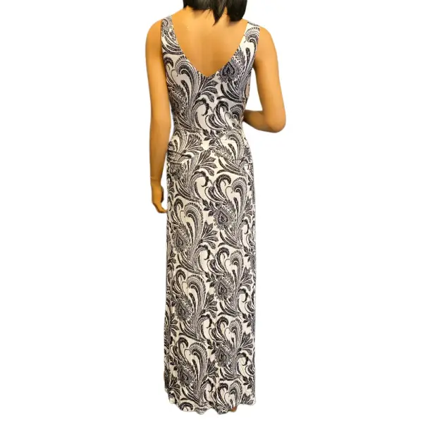 INC International Concepts Black and White Paisley Print Maxi Dress