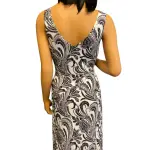 INC International Concepts Black and White Paisley Print Maxi Dress