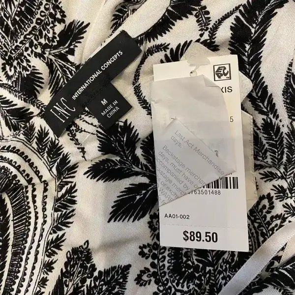 INC International Concepts Black and White Paisley Print Maxi Dress