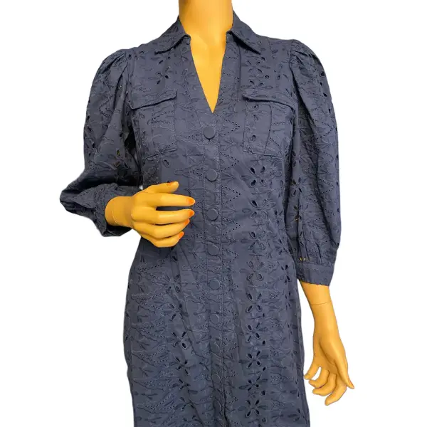 INC International Concepts Indigo Navy Eyelet Shirtdress